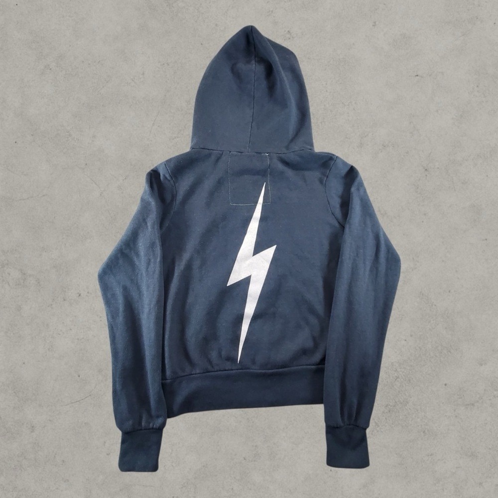 Aviator Nation Hoodie Womens XS Navy Blue Lightning Bolt Full Zip Sweatshirt - Picture 10 of 10